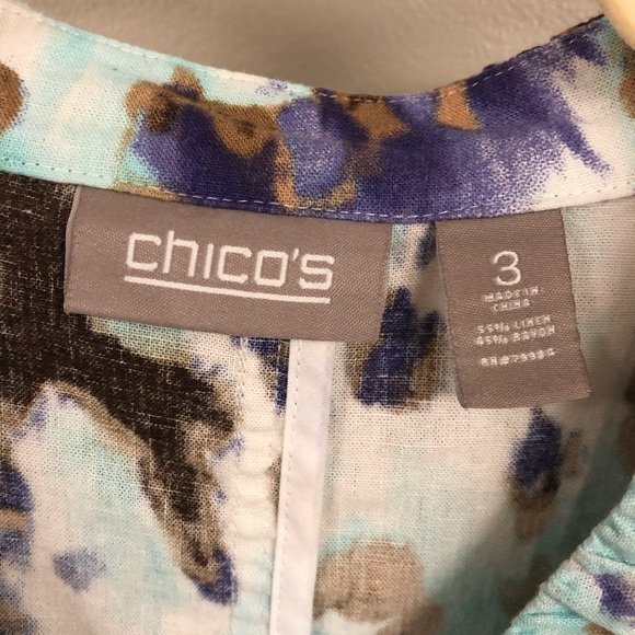 Chico’s 3 open linen blend jacket xl 16 - Picture 3 of 10